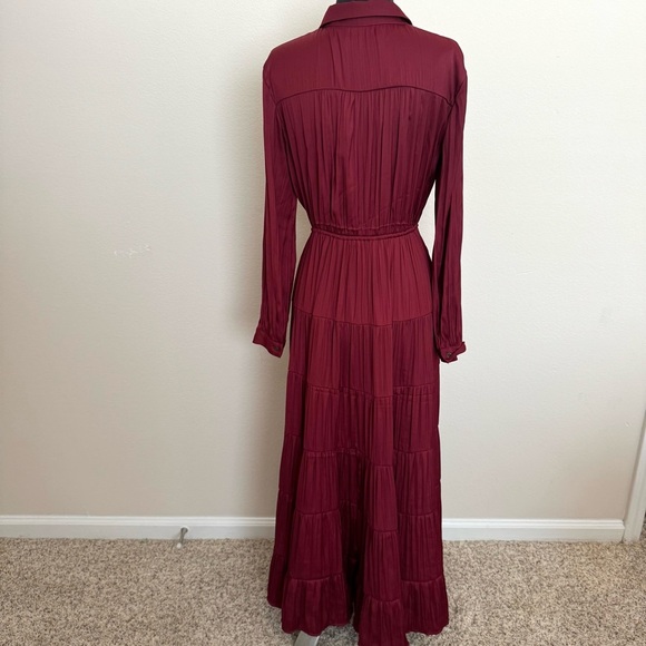 Anthropologie Satin Tiered Button Front Adjustable Maxi Dress Size Small - Picture 3 of 9